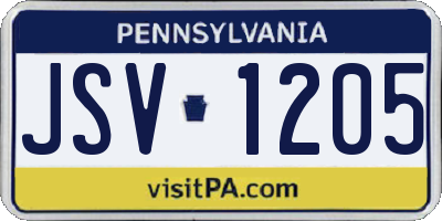PA license plate JSV1205