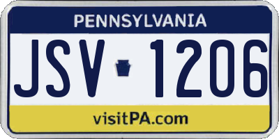 PA license plate JSV1206