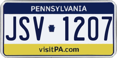 PA license plate JSV1207