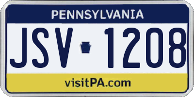 PA license plate JSV1208