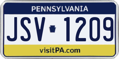 PA license plate JSV1209