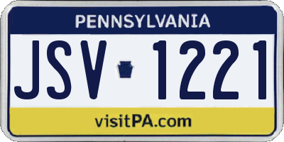 PA license plate JSV1221