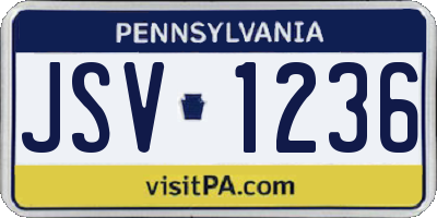 PA license plate JSV1236