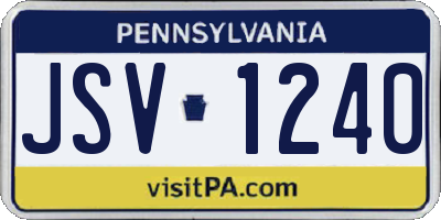 PA license plate JSV1240