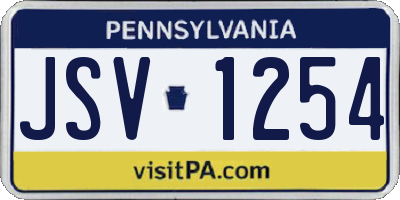 PA license plate JSV1254