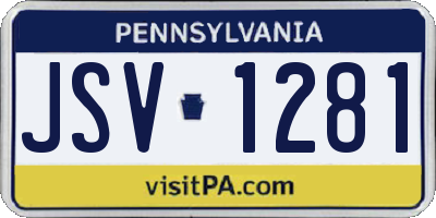 PA license plate JSV1281