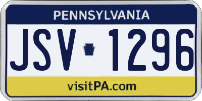 PA license plate JSV1296