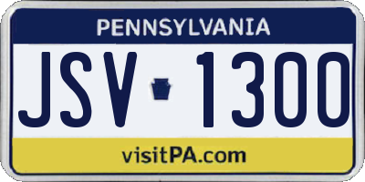 PA license plate JSV1300