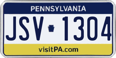 PA license plate JSV1304