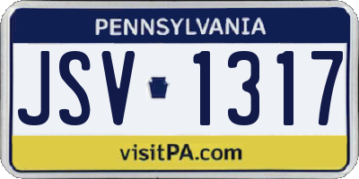 PA license plate JSV1317