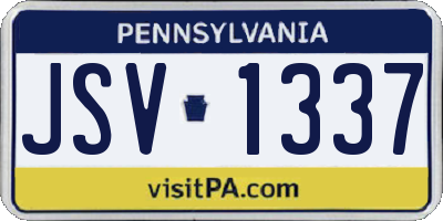 PA license plate JSV1337