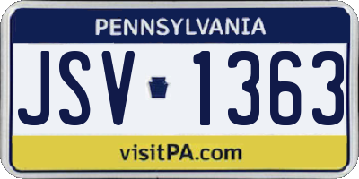 PA license plate JSV1363