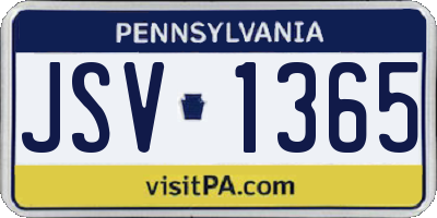 PA license plate JSV1365