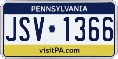 PA license plate JSV1366