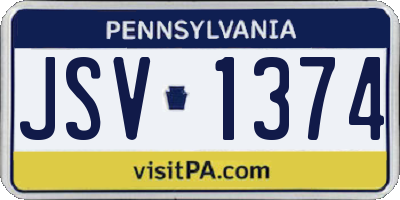PA license plate JSV1374