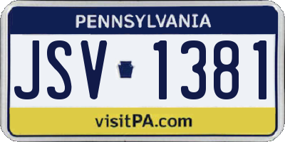 PA license plate JSV1381
