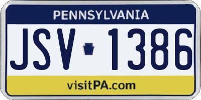 PA license plate JSV1386