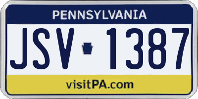 PA license plate JSV1387