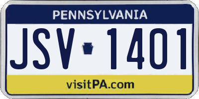 PA license plate JSV1401