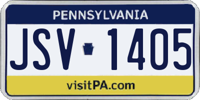 PA license plate JSV1405