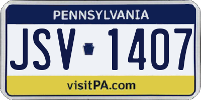 PA license plate JSV1407