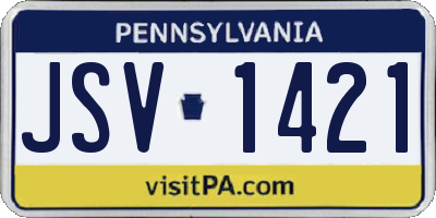PA license plate JSV1421
