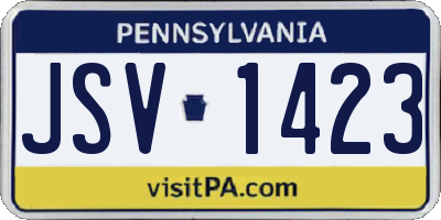 PA license plate JSV1423