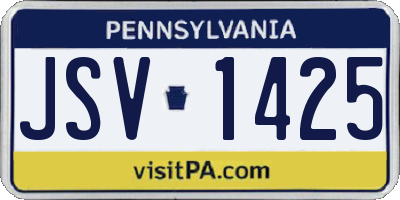 PA license plate JSV1425