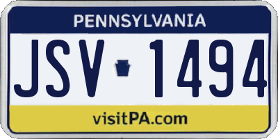 PA license plate JSV1494