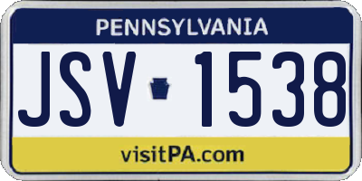 PA license plate JSV1538