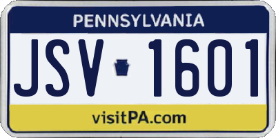 PA license plate JSV1601