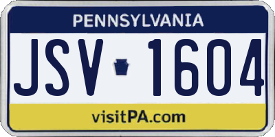 PA license plate JSV1604