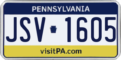 PA license plate JSV1605