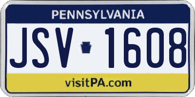 PA license plate JSV1608