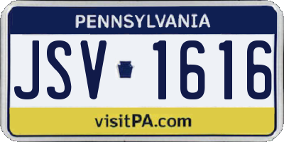 PA license plate JSV1616