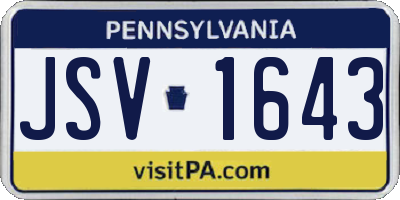 PA license plate JSV1643