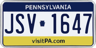 PA license plate JSV1647