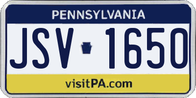 PA license plate JSV1650