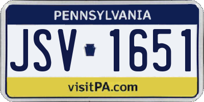 PA license plate JSV1651