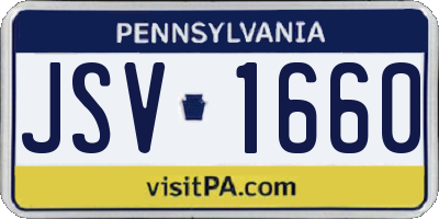PA license plate JSV1660