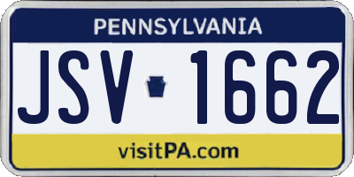 PA license plate JSV1662