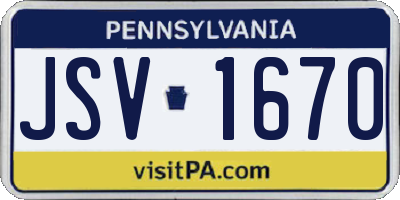 PA license plate JSV1670