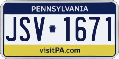 PA license plate JSV1671