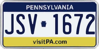 PA license plate JSV1672