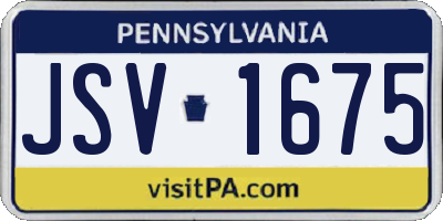 PA license plate JSV1675