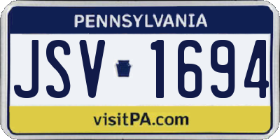 PA license plate JSV1694