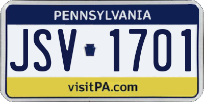 PA license plate JSV1701