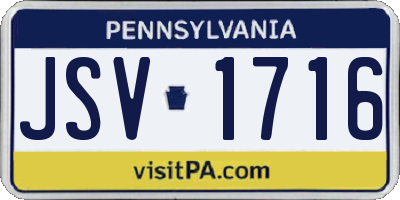 PA license plate JSV1716