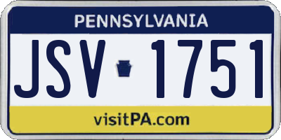 PA license plate JSV1751