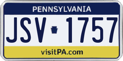 PA license plate JSV1757